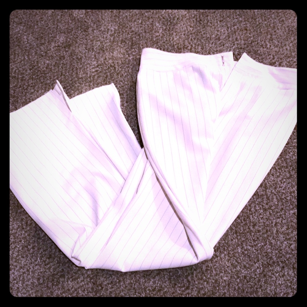 White pin striped dress pants